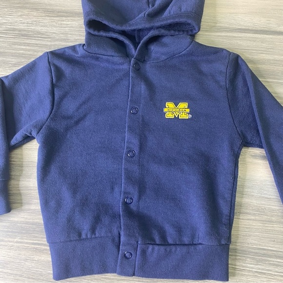 University of Michigan Hoodie Snap Closure Blue w/ Stitched Logo Size 18 months - Picture 3 of 7